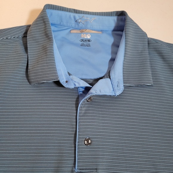 Greg‎ Norman Shirt Blue Size 2XL XXL Striped Short Sleeve Polo Golf Men's 1140 - Picture 2 of 5